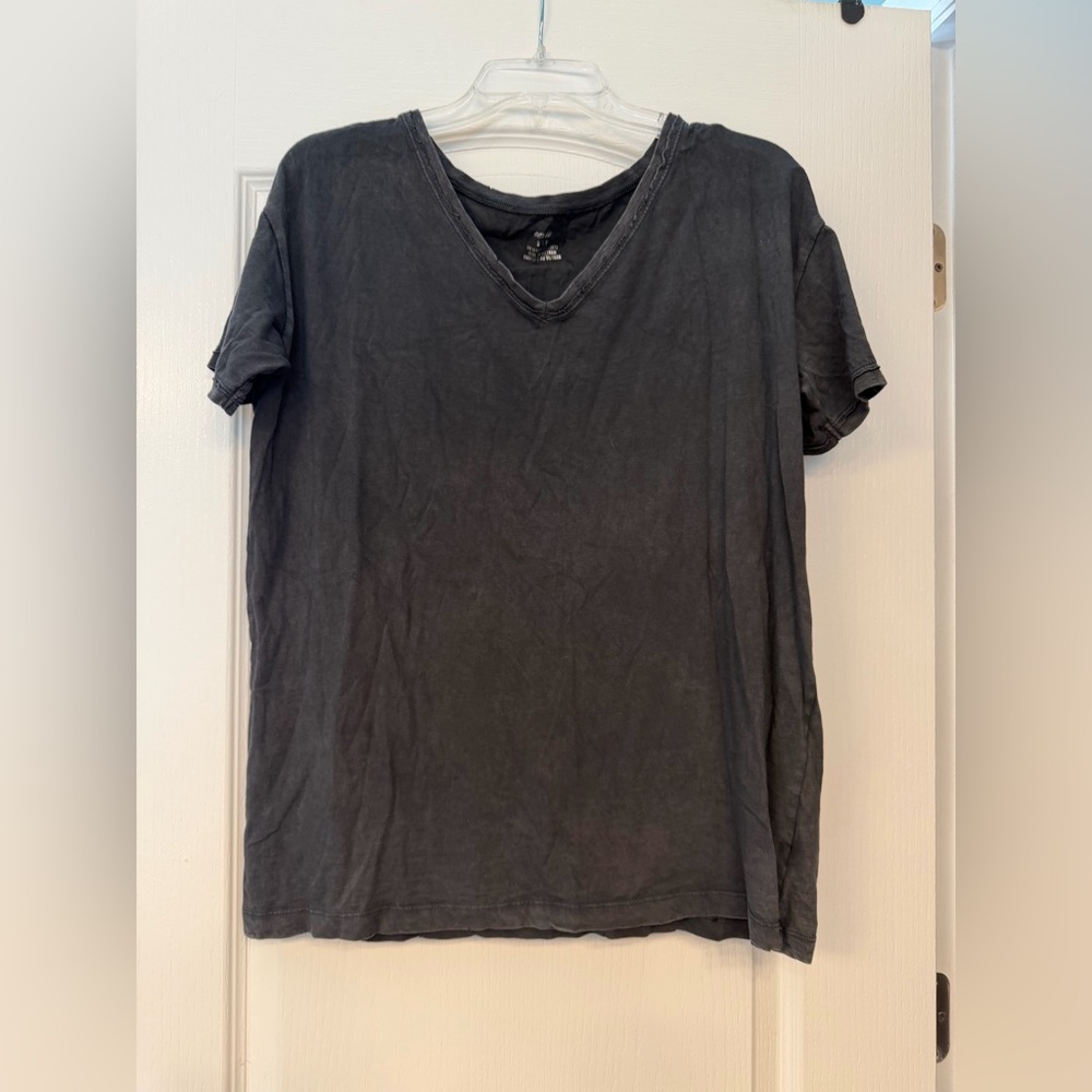 Aerie Oversized V-Neck Tee | Soft Lightweight Jersey | Charcoal Gray | Size S